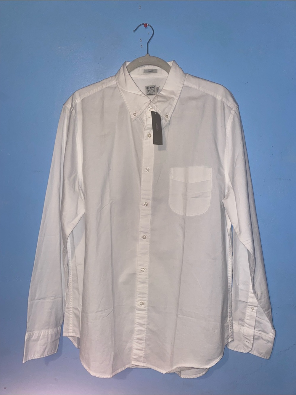 J. Crew Men's White Button-Down Oxford with Chest Pocket